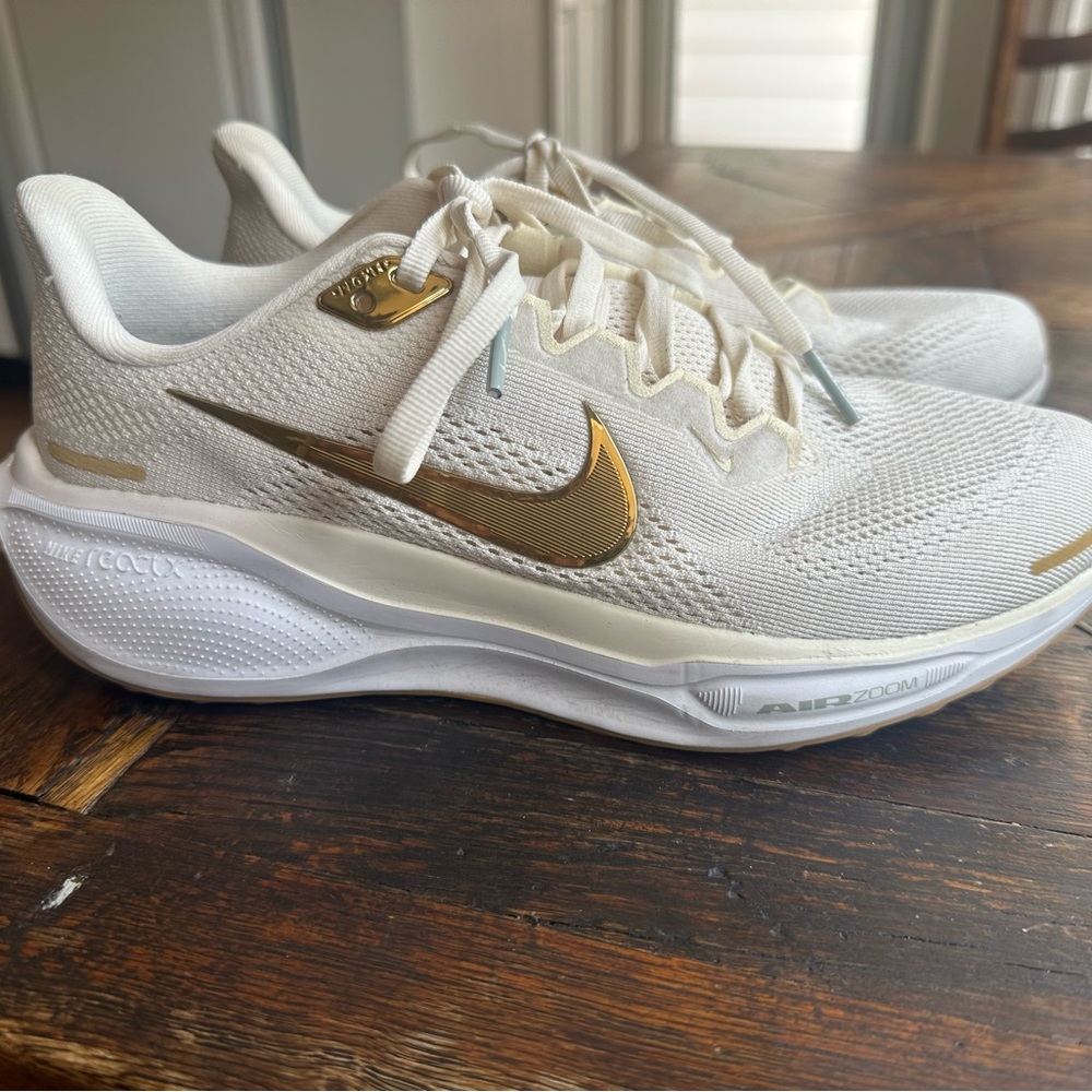 Nike Women's React X White and Gold Running Shoes